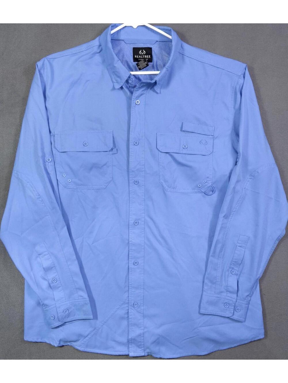 Realtree Long Sleeve Fishing Guide Shirt Light Blue Men's Size 2XL XXL Genuine